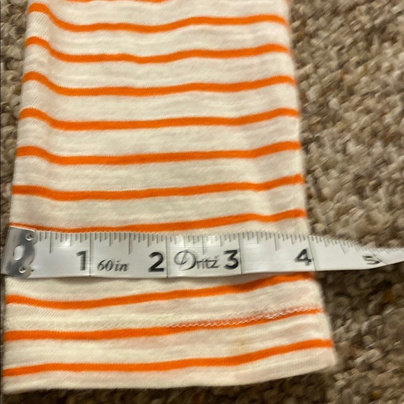 Banana Repuplic Women's Boat Neck Tee Striped Orange and White Top Sz M - Picture 8 of 9